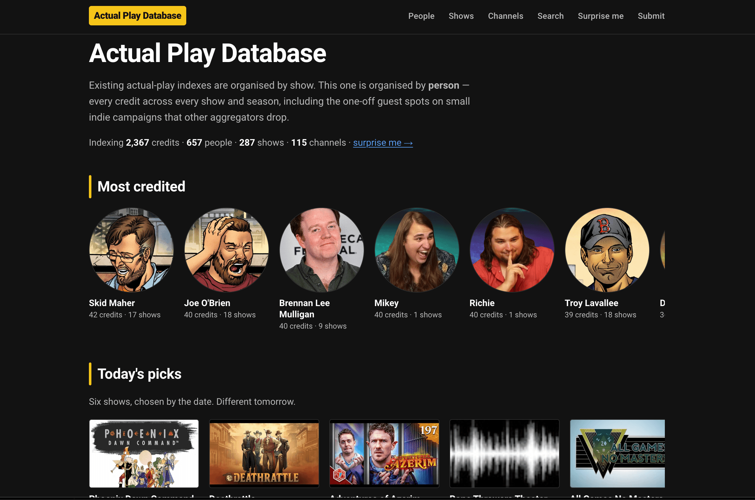 Screenshot of actualplaydb.com
